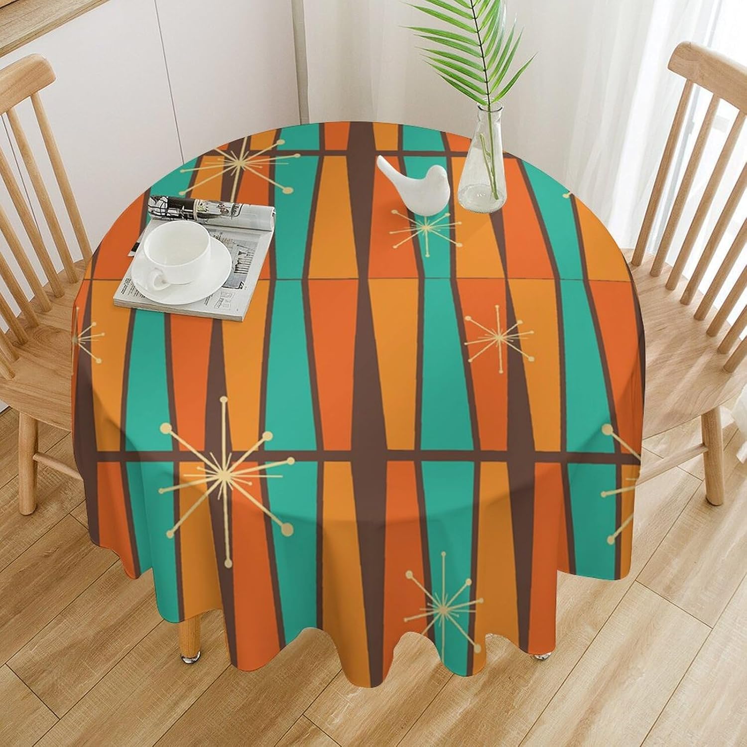 Century Textile & Sewing Supply Reviews - Orta Yüzyıl Modern Turuncu Sarı Geometri