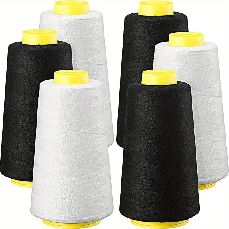 Serger Thread Cone - 3 Siyah + 3 Beyaz Overlok