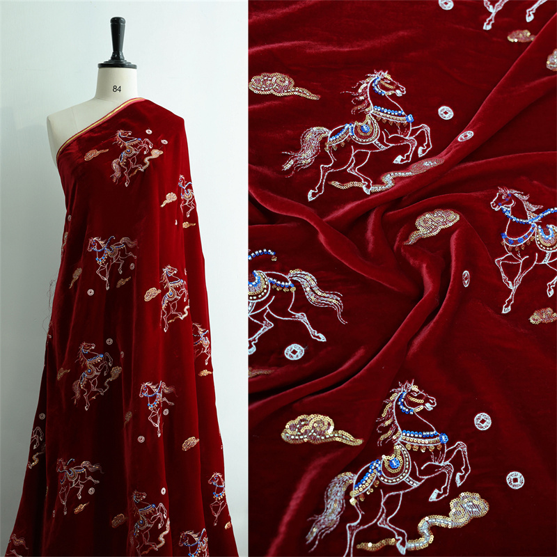 Sewing Velvet Fabric - Sonbahar/Kış Kalın İpek Kadife Tırnak Boncuk