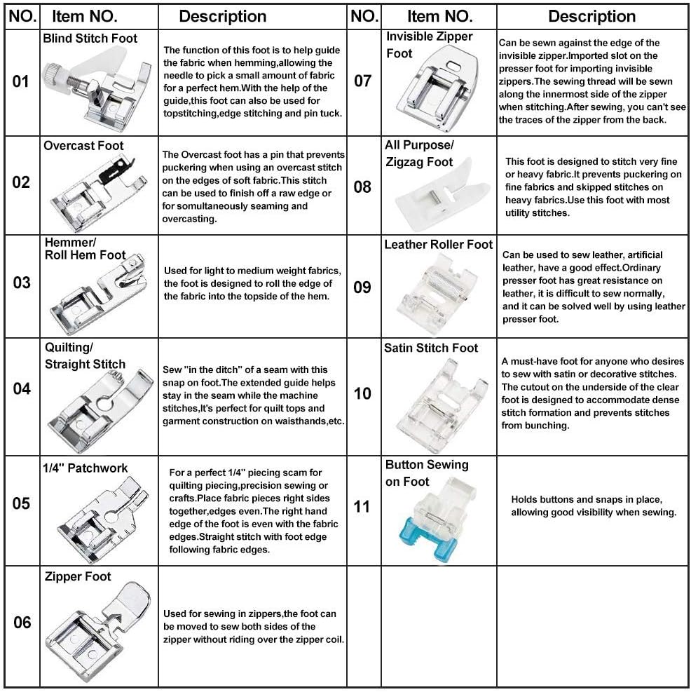11 Parça Baskı Ayağı Seti - Br - Textile Sewing Machine incelemesi ve fiyatı