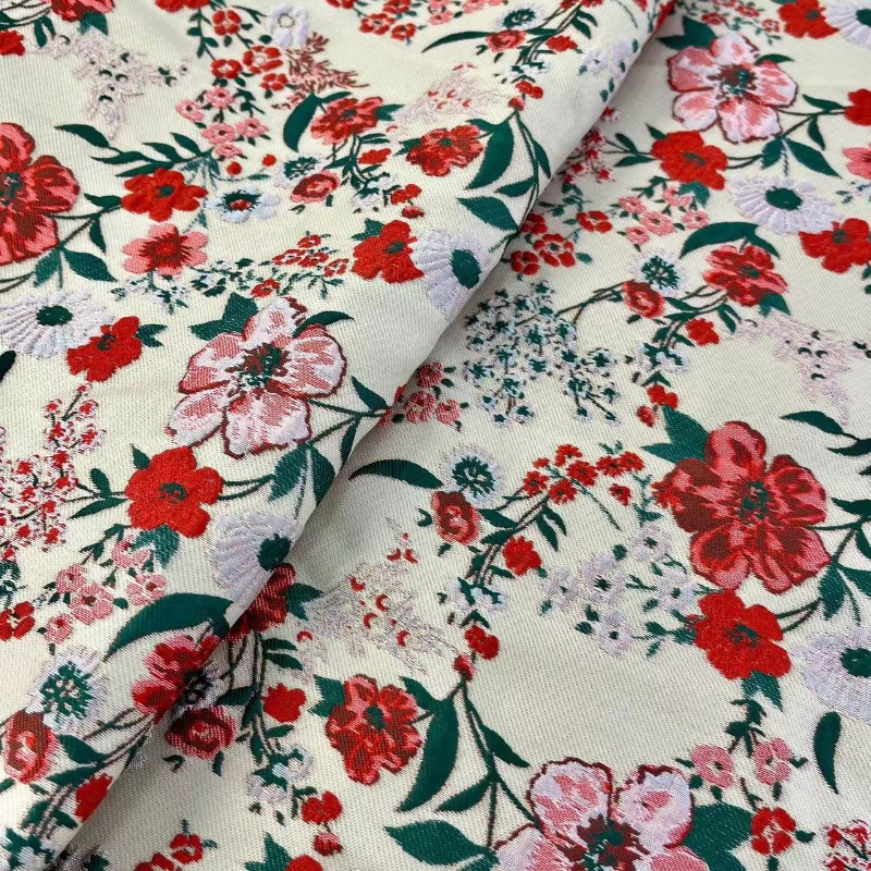 Kırmızı Küçük Çiçekli Jakarlı  - Vintage Sewing Textile incelemesi ve fiyatı
